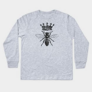 Queen Bee | Black and White Kids Long Sleeve T-Shirt